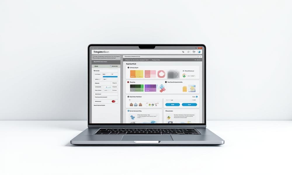 Antaramuka editor templat papan tanda digital Bloomflow