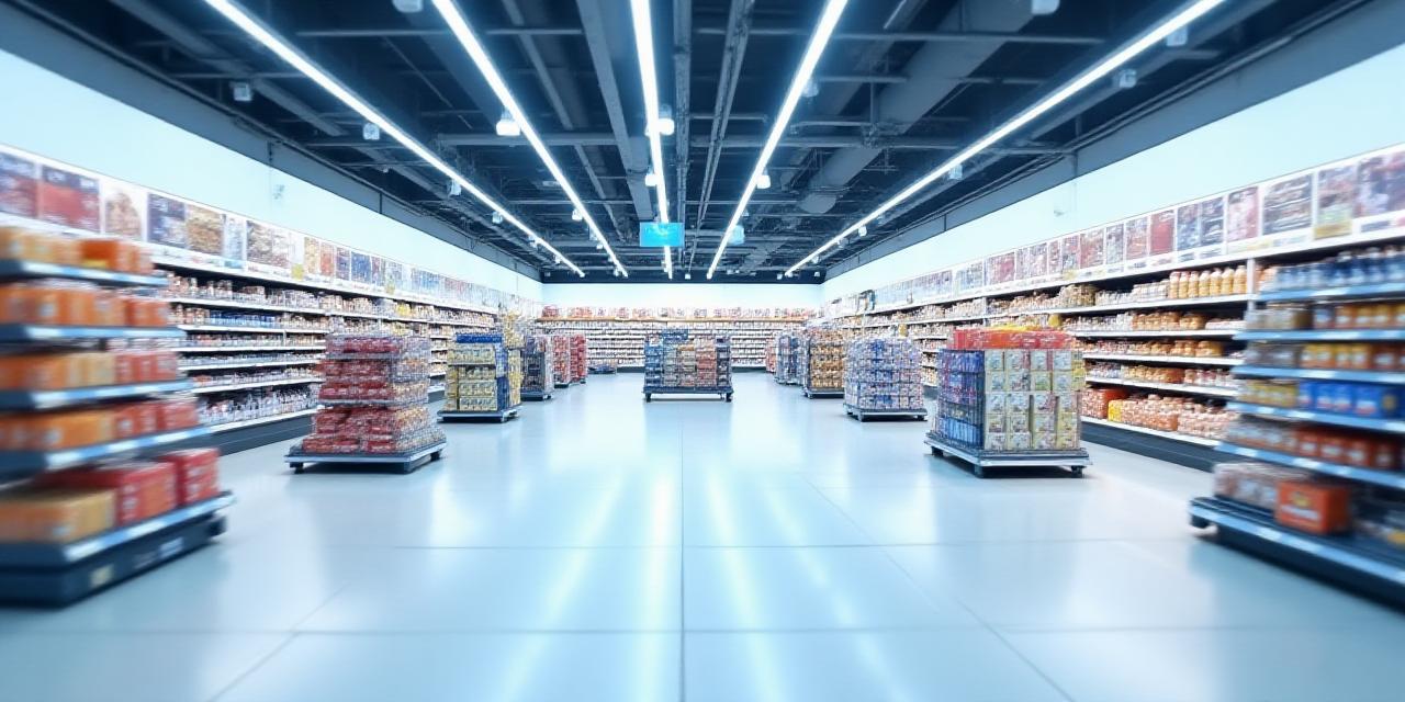 Lorong pasar raya moden yang teratur di Kuala Lumpur